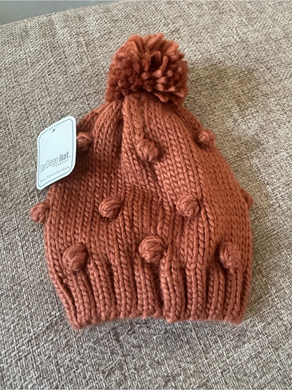 San Diego Hat Company Kids Pom Pom Beanie - Rust